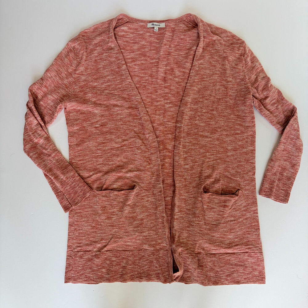 Madewell Cardigan Sweater Open Front Heathered Coral Size S